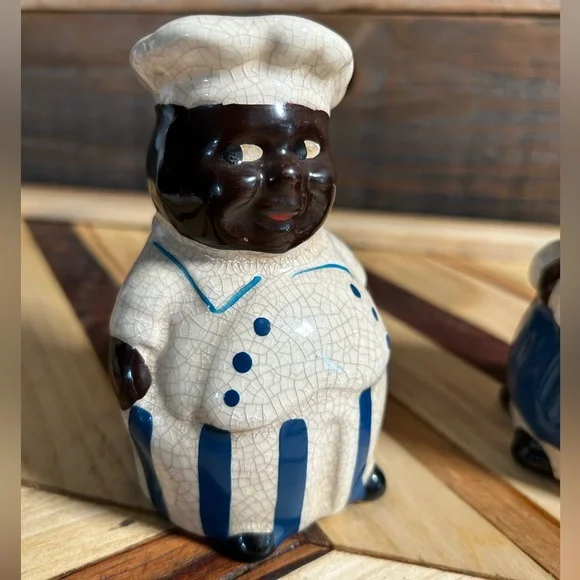 Vintage Aunt Jemima and Uncle Moses Salt Pepper Shakers Black Americana Chef - Picture 9 of 16
